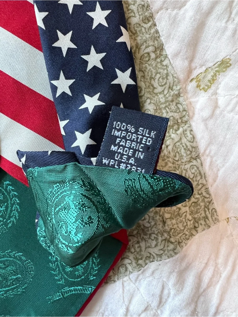 Vintage Patriotic American Flag  Statue of Liberty Tie Lot 2pc